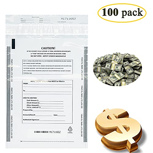 Benail Deposit Bags Security Pocket Bank 9 x 12 Inch (White, 100 Pack) - size: (1) 9 x 12 Inch (100pack)