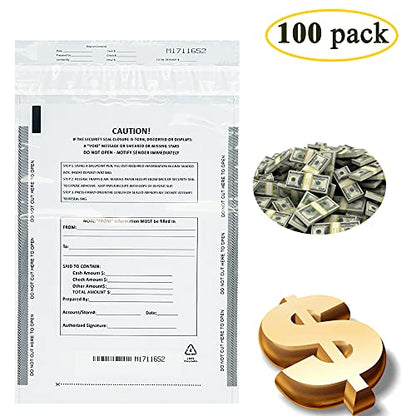 Benail Deposit Bags Security Pocket Bank 9 x 12 Inch (White, 100 Pack) - size: (1) 9 x 12 Inch (100pack)