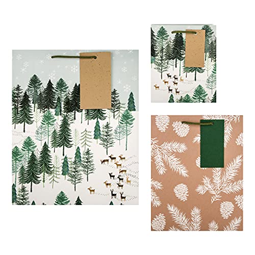 Hallmark Christmas Assorted Gift Bag Pack - 3 Bags in 3 Festive Designs - color: Tree Christmas Gift Bag Pack