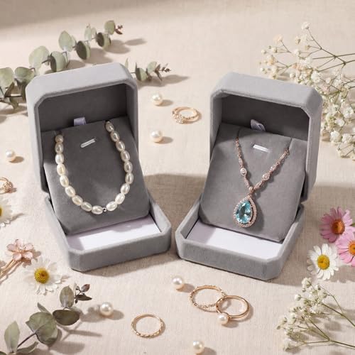 Sureio 24 Pcs Velvet Jewelry Gift Boxes Bulk Grey - color: Grey