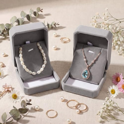 Sureio 24 Pcs Velvet Jewelry Gift Boxes Bulk Grey - color: Grey