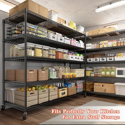 REIBII 5-Tier Heavy Duty Shelving with Wheels, 3200LBS Storage Rack - size: 60''W X 18'' D X 73'' H