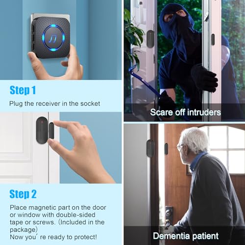 SanJie Door Chime Alarm When Open for Kids Safety, Home and Business - color: 3 Sensors + 1 Receivers Black