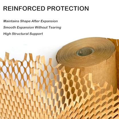 Honeycomb Packing Paper Wrap 15" x 250' Cushioning Packing Material for Moving Dishes Eco-Friendly Wrapping Paper for Glass Moving Protective Paper Bubble Wrap with 20 Fragile Stickers - size: 15" x 250 Ft
