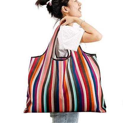 Reusable Grocery Bag 2 Packs Large Washable - color: L-rainbow