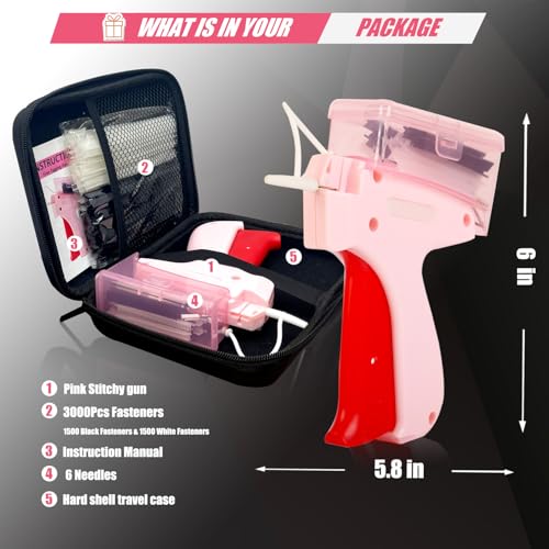 BLEDS Pink Stitch Gun for Clothes Quick Clothing Fixer Hemming Sewing Tool