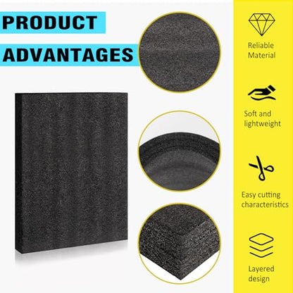 2 Pcs 12 x 16 x 1INCH Black Polyurethene Foam Sheets - size: Black 2Pack 1in