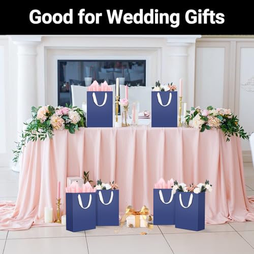 EUSOAR Navy Blue Gift Bags, 3pcs 7.8"x3.9"x11" Kraft Paper Bags with Handle - color: Navy Blue, size: 1 Count (Pack of 3)