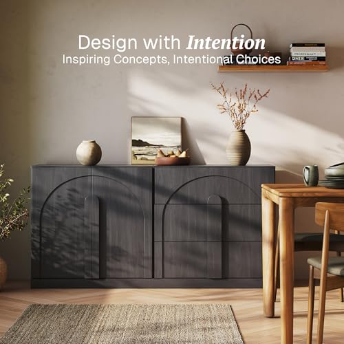 BELLEZE Bijou 2-Piece Modular Sideboard Buffet Cabinet - Ebony - color: Bijou Ebony Bc