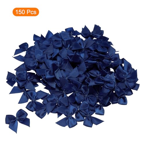 MECCANIXITY Mini Ribbon Bow 1" Mini Fabric Flower Bows Navy 150Pcs - color: Navy