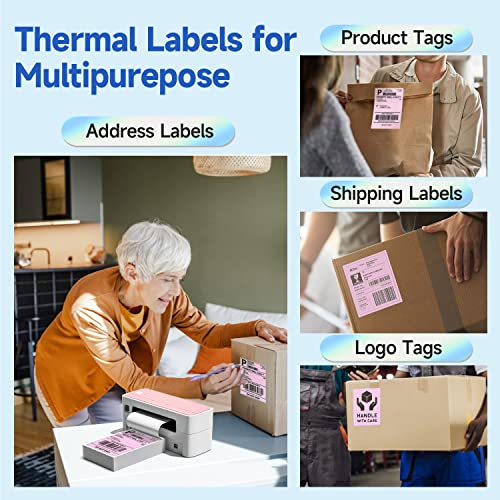 Phomemo 4x6 Thermal Shipping Label Pink (500 Pcs 4x6 Fanfold Labels) - color: Purple