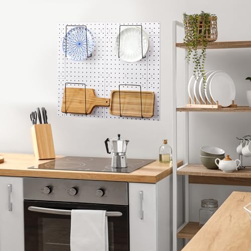 Blulu 4 Pcs Black Pegboard Magazines Holder Literature Display Mail File Holder Books Wall Organizer Pegboard Shelf Hooks Accessories for Display Exhibitions Trade Show Shelf Office Kitchens - color: Black