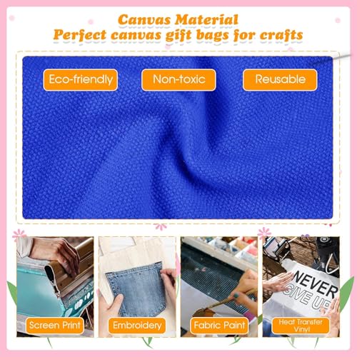 Amylove 24 Pcs Mini Canvas Tote Bags,8.5 X 8 Inch,Blue - color: Blue, size: 8.5 x 8 Inch