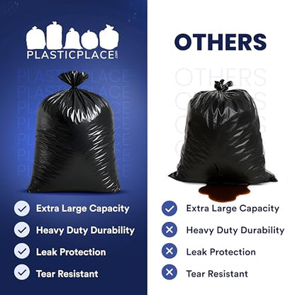 Plasticplace 95-96 Gallon Heavy Duty Trash Bags, Garbage Bags, Puncture-Resistant, Fits Rollaway Cans & Drums, Durable Large Plastic Bags (50 Count) - size: 50 Count