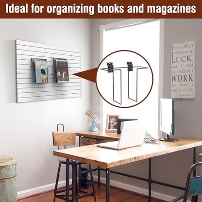 6 Pack Literature Display for Slatwall, Metal Wire Magazine Holder Slat Wall Shelf Accessories for Exhibitions Trade Show and Office Retail Store - Black