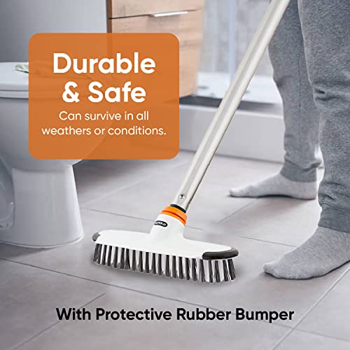 Superio Deck Scrub Brush with Long Handle, Heavy Duty Stiff Bristles Grout Scrubber with Scraper - Cleans Hot Tub, Swimming Pool, Granite Tiles, Bathroom, Patio, Kitchen, Wall and Deck (54 Inches) - size: 54 Inches