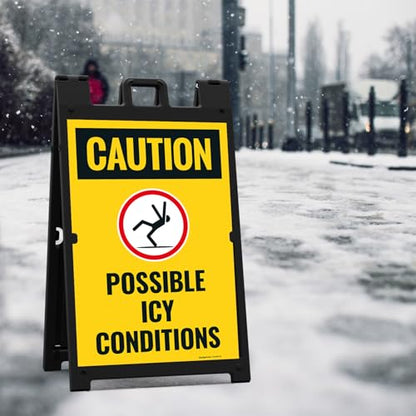 Caution Possible Ice Conditions Sign Kit, - size: 24x36 Inches, style: A-frame + 2 Panel Kit