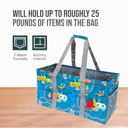 Extra Large Utility Tote Bag - Oversized Collapsible Beach Bag - Camping - color: Camping