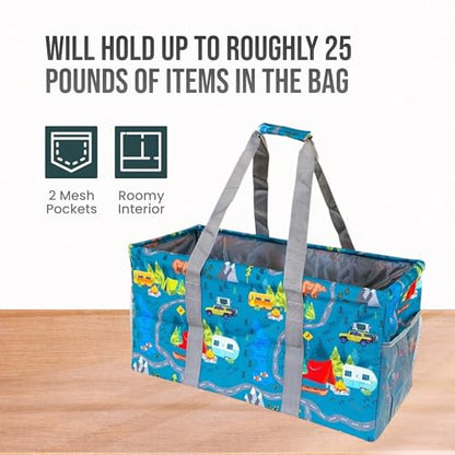 Extra Large Utility Tote Bag - Oversized Collapsible Beach Bag - Camping - color: Camping