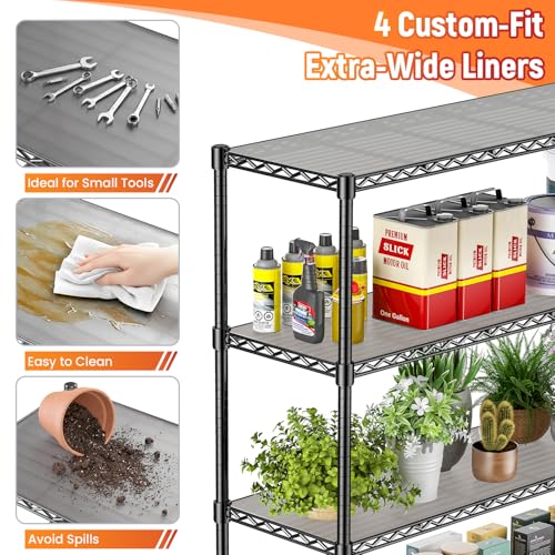60" W Storage Shelves Wire Shelving withWheels, Heavy Duty Metal Garage Shelving,Adjustable Wire Rack with Liners, Fits 27-Gallon Totes, for Commercial & Warehouse,60" Wx 18" Dx63.78 H - size: 60" W x 18" D x 63.78" H-4 Tier