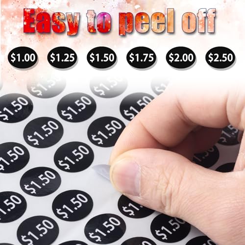 HINZIC 1560pcs Vending Machine Price Labels, 12 Sheets, Black