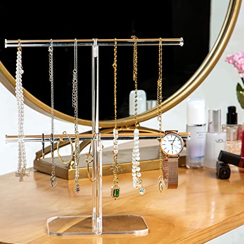 Jewelry Stand, Solid Acrylic Necklace Holder, 2-Tier Jewelry Organizer - size: 2-Tier