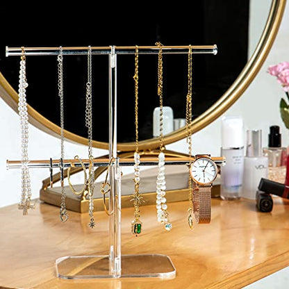 Jewelry Stand, Solid Acrylic Necklace Holder, 2-Tier Jewelry Organizer - size: 2-Tier