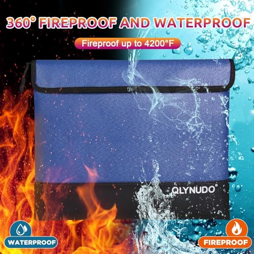 4200°F Fire Proof Box Alternative, A4 Document Organizer & Paper Safe - color: Blue, size: Large 11x13.3"
