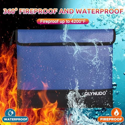 4200°F Fire Proof Box Alternative, A4 Document Organizer & Paper Safe - color: Blue, size: Large 11x13.3"