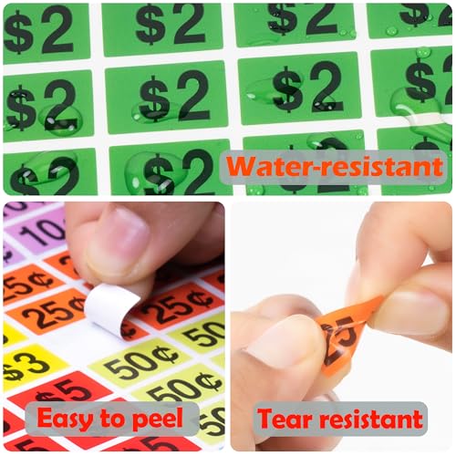 1600 Pcs Garage Sale Stickers,3/4" Round Removable Yard Sale Price Stickers