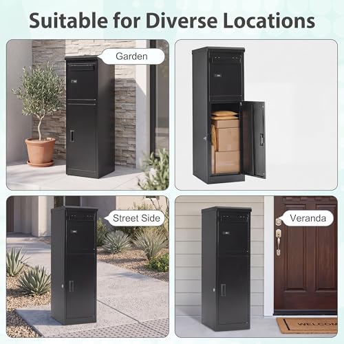 COSTWAY 44" Heavy-Duty Galvanized Steel Parcel Drop Box - size: 13" x 17" x 44"