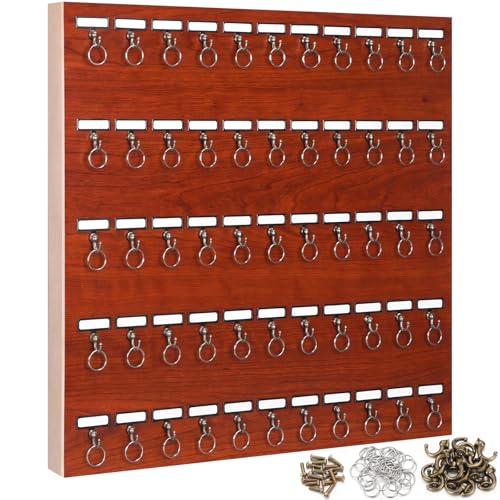 Xuhal Key Rack, Wall-Mounted Keychain Holder Display Hanging Board with 55 Bolted Metal Hooks with Customize Nameplate for Garage, Car Dealer, Office, Hotel, Real Estate, 23 x 23 Inches