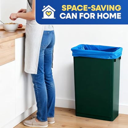 PLASTIC PRINCE 23 Gallon Slim Trash Can Kitchen, Commercial Tall Trash Bin Narrow, Rectangular Slim Jim Skinny Garbage Can for Home Garage Cabinet Restaurant, Green - style: Green Can