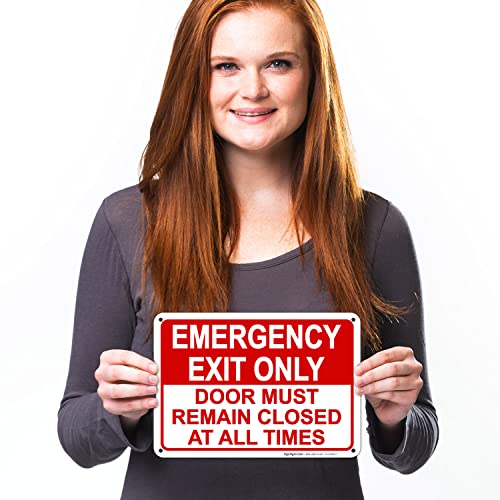 Emergency Exit Only, Door Must Remain Closed Sign, - size: 10x7