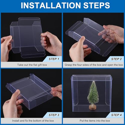 MECCANIXITY Plastic Retail Boxes 1.5"x1.5"x5.4" (38x38x138mm) Gift Box with Protecting Film for Candy, Cookies, Christmas, Wedding, Party Wrapping Clear Pack of 20 - size: 1.5"x1.5"x5.4"
