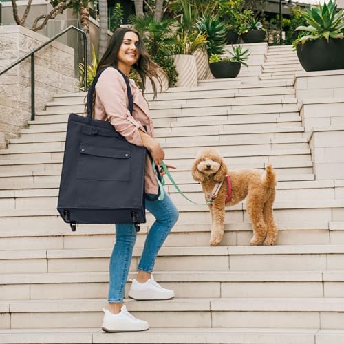 CleverMade Rolling Tote Bag With Wheels, 90L, 75 lb, Leeward Navy - color: Leeward Navy, size: 90l