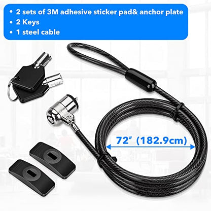AboveTEK Laptop Lock, Tablet Lock Security Cable, 2 Keys Sturdy Steel iPad Locking Kit w/Adhesive Anchors, Anti Theft Hardware Protection for iPhone Mobile Notebook Computer Monitor MacBook Laptop