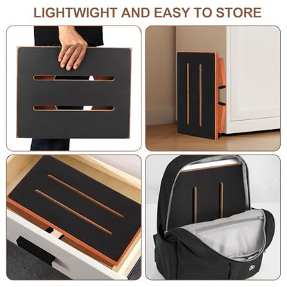 Step Stool Foldable, Wooden Step Stool with Non-Slip Rubber Stepping Feet, Folding Platform Step Stools for Adults Seniors in Kitchen, Home, Bedroom, Office, Rv, Easy to Carry,450 LBS Capacity (Brown) - size: 7 Inch High