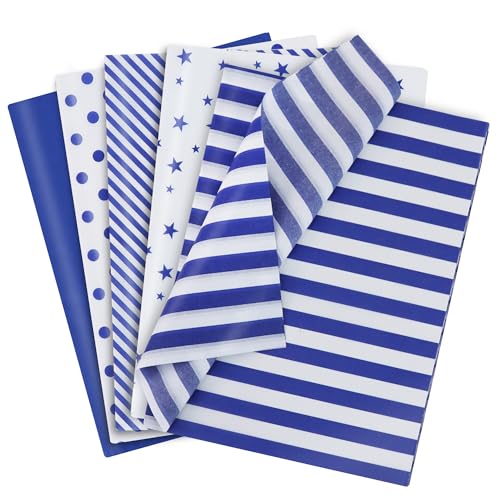 BEISHIDA 100 Sheets Blue White Tissue Paper Bulk for Gift Wrapping Gift Bag - color: bluewhite100