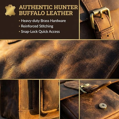 cuero Retro Brown Laptop Messenger Bag Office Briefcase Crossbody Travel Bag For Men And Women Bag Office Laptop Bag - size: 16 inch