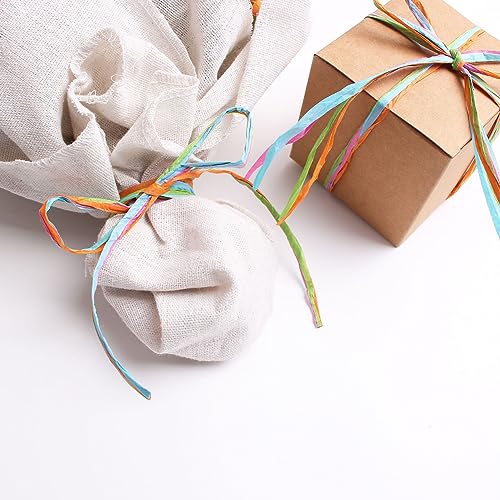 UPSTORE 262 Feet 6Colors Raffia Paper Ribbon, Colorful Packing Twine String