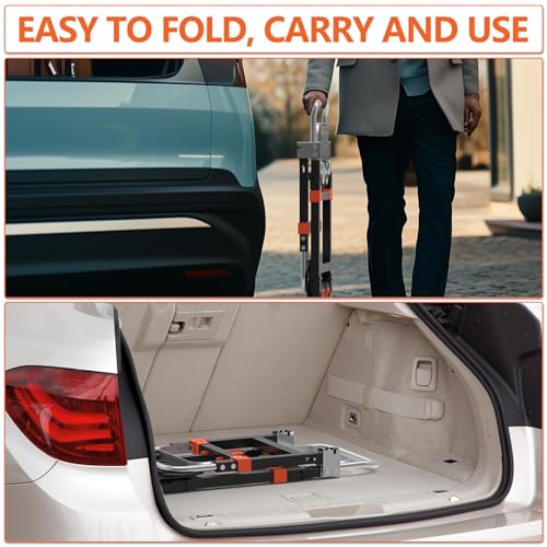 3-in-1 Folding Hand Truck, 500 lb Heavy Duty Steel Dolly - color: Orange