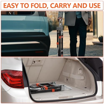 3-in-1 Folding Hand Truck, 500 lb Heavy Duty Steel Dolly - color: Orange