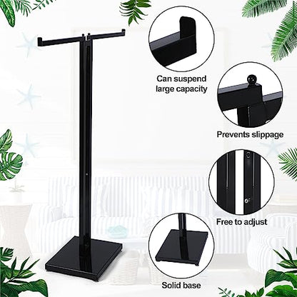 Weysat 2 Way Black Clothing Rack with 16'' Straight Arms - color: Black