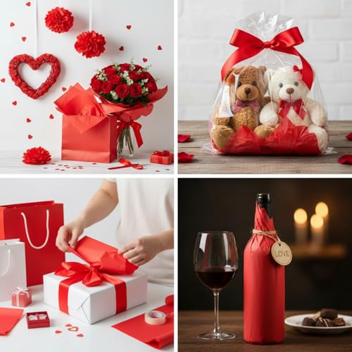 500 Sheet Red Tissue Paper Bulk 15 x 20 Inch for Christmas Wedding Gift Bag - color: Red, size: 15 x 20 Inch, style: Classic