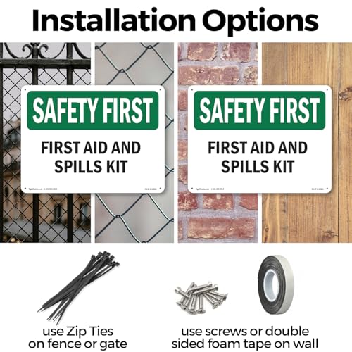 First Aid And Spills Kit OSHA SAFETY FIRST Aluminum Sign 24 Inch x 18 Inch - 10 Pack - color: Aluminum, size: 10 Pack of 24" x 18"