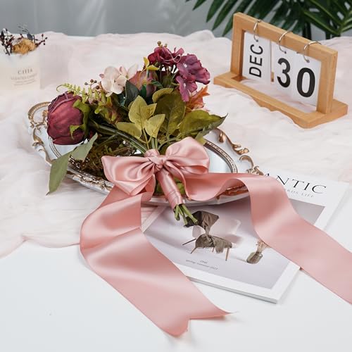 Rose Gold Double-Faced Satin Ribbon, 3 Inch x 10 Yards - color: Blush