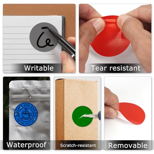 Multicolor Round Stickers 2 Inch Vinyl Waterproof Labels 200 PCS - color: 10 Colors