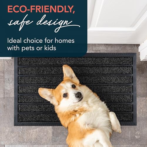 ubdyo Extra Durable Door Mat Outside Entrance (32" x 20", Bright Black) - color: Bright Black, size: 32'' x 20'' (Rectangular)