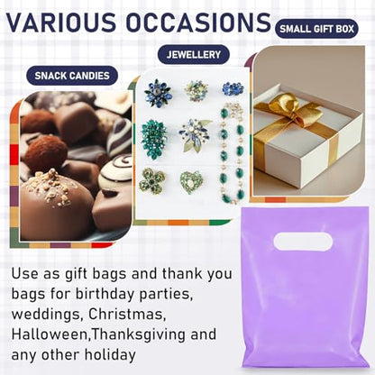 Maitys Purple 300 Pcs Small Plastic Bags with Handles 5x7 for Business - color: Purple